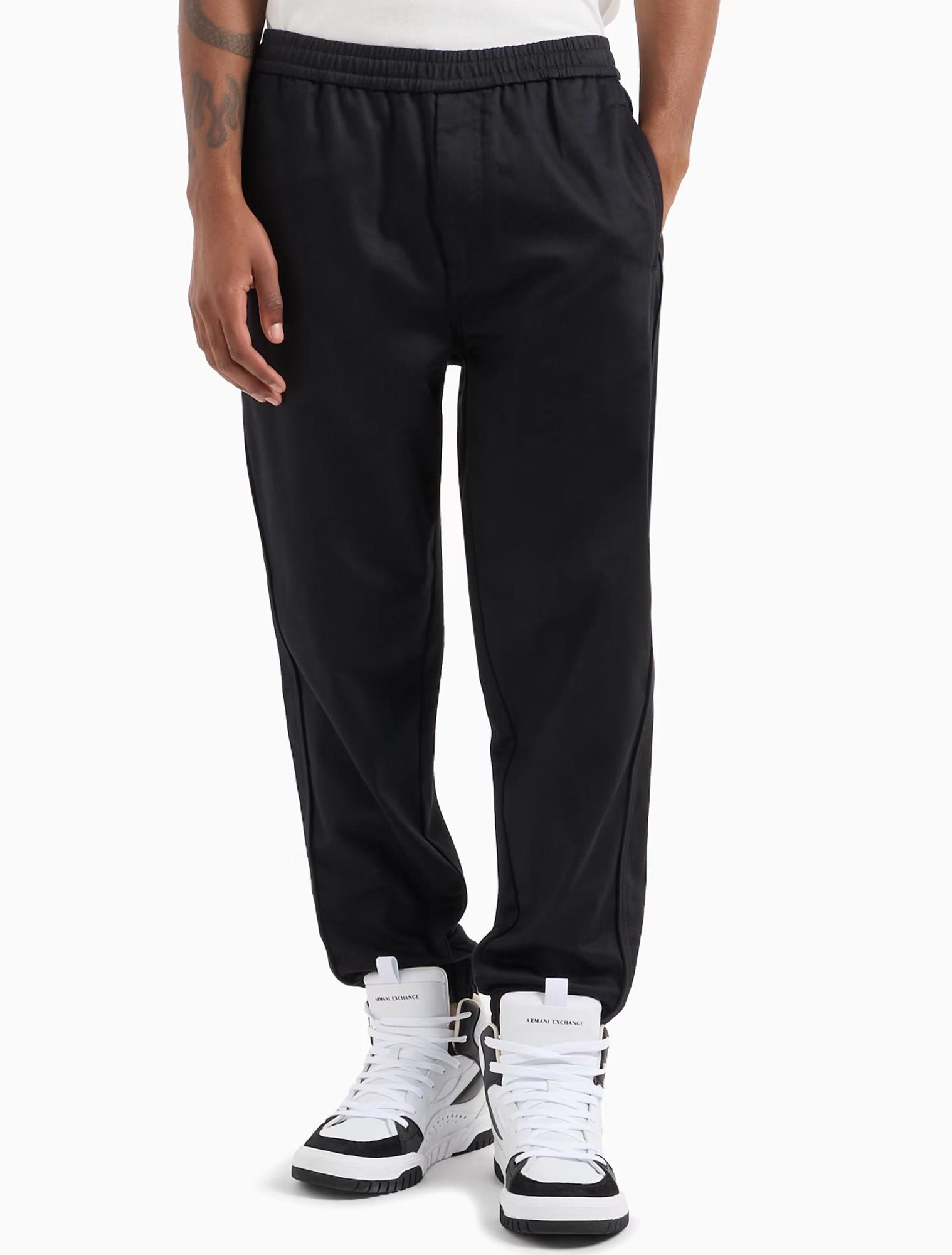 Armani Exchange Straight-leg Trousers In Black