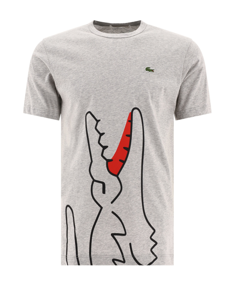 Comme Des Garçons X Lacoste Logo-patch Cotton T-shirt In Gray