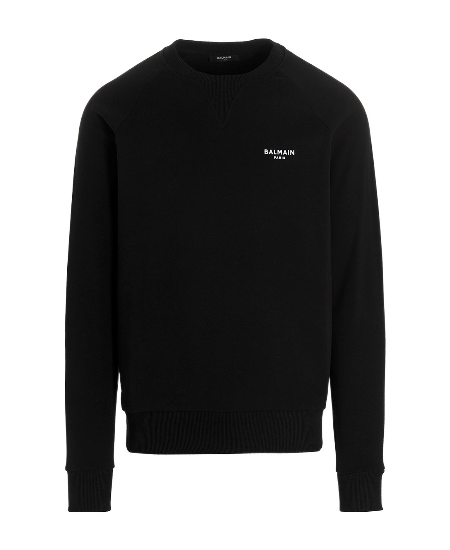 Shop Balmain Logo-print Cotton Jumper In Black