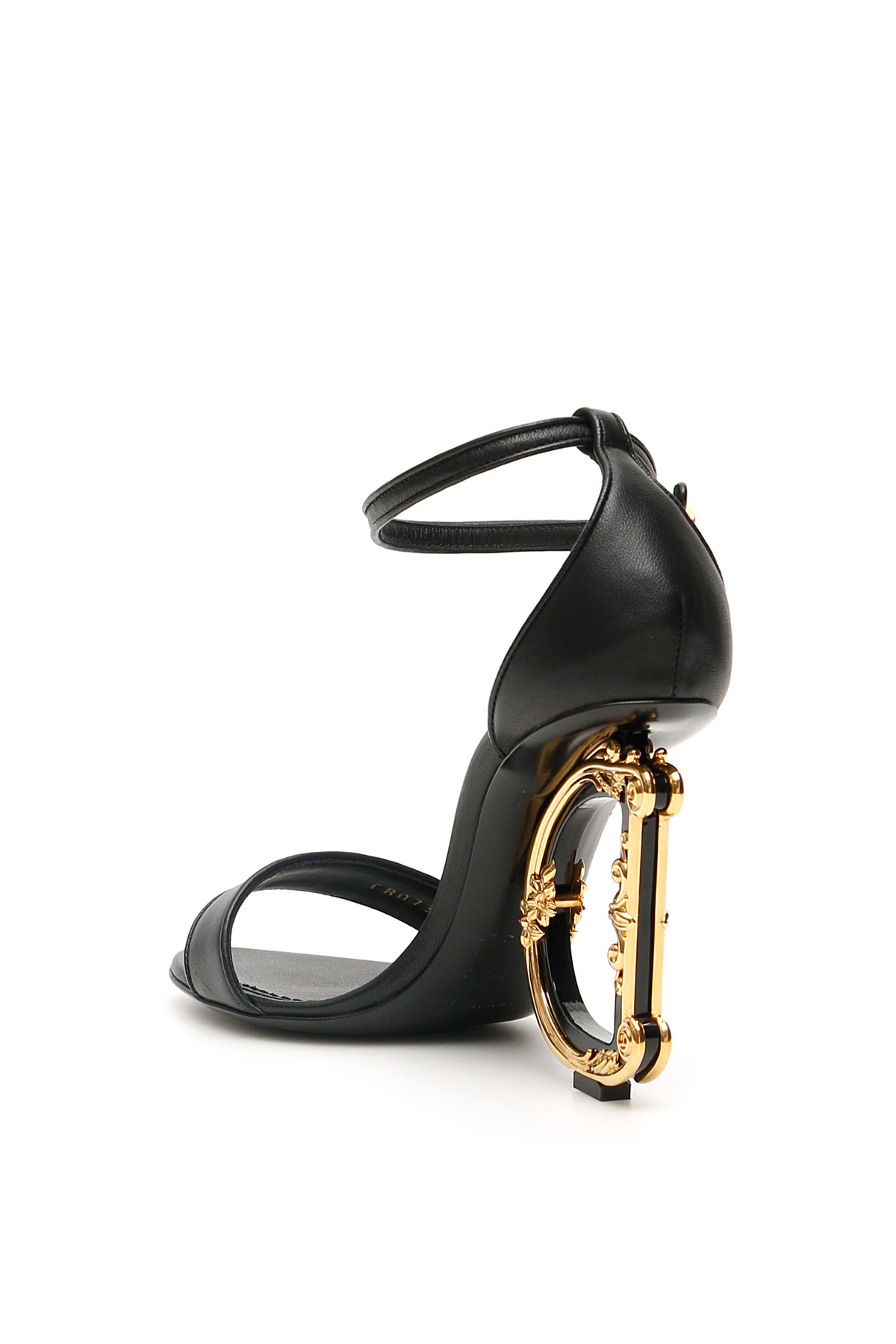 Shop Dolce & Gabbana 105 Mm Keira Baroque Logo Sandals In Black