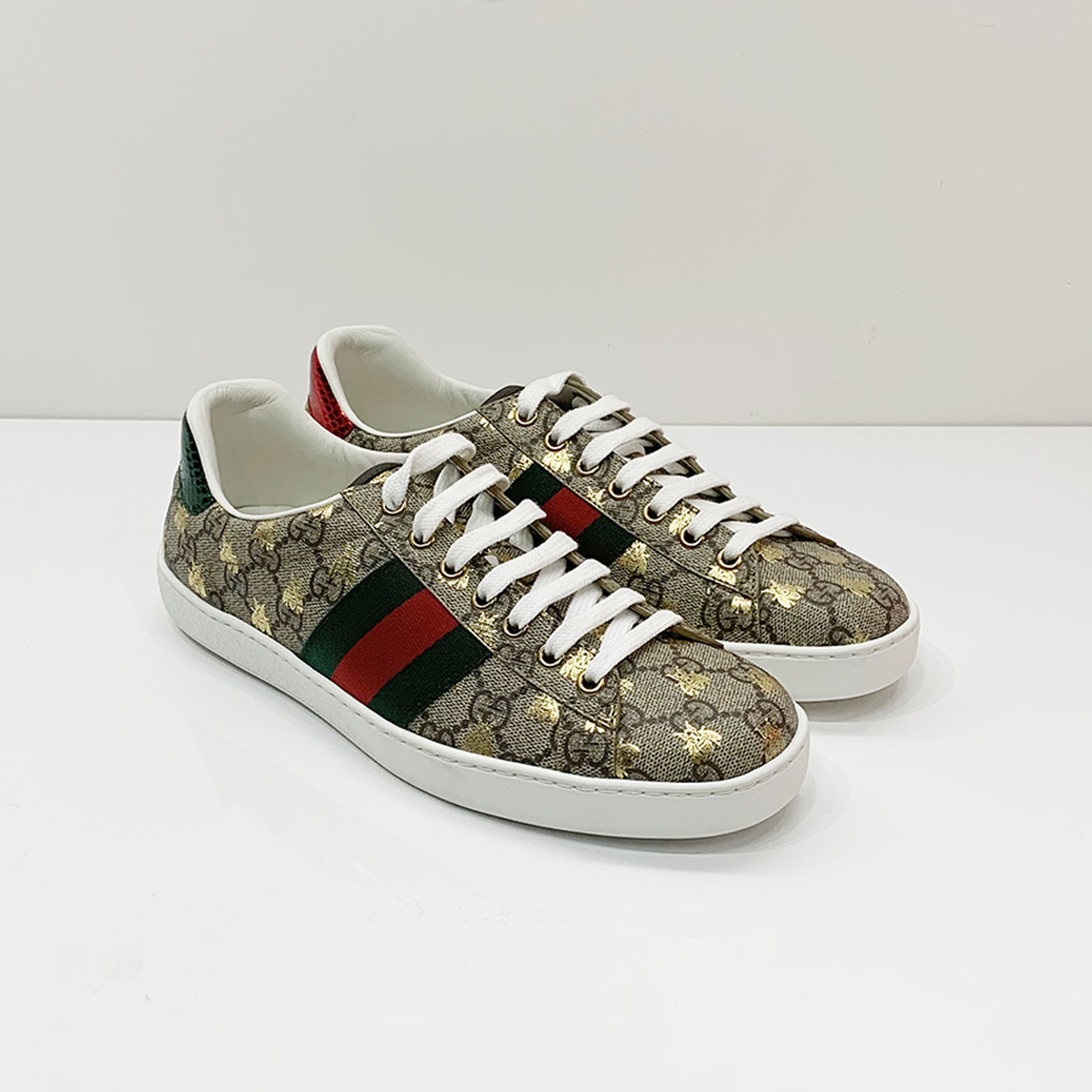 Shop Gucci Ace Gg Supreme Sneaker With Bees In Multicolor