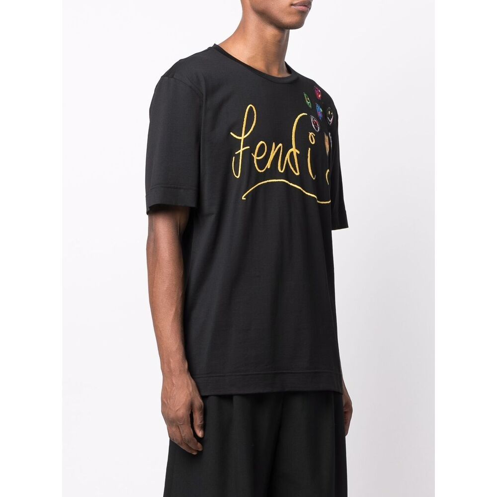 Fendi X Noel Fielding Logo-embroidered T-shirt In Black