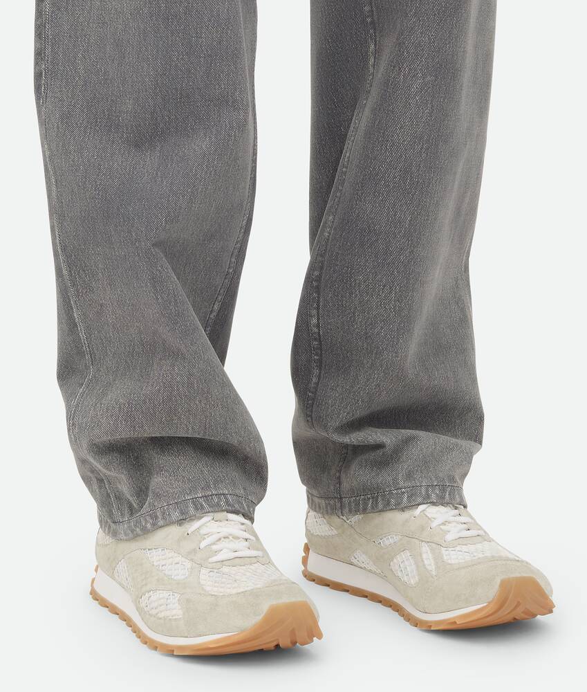 Bottega Veneta Bicolor Mesh And Suede Orbit Sneakers In Nude