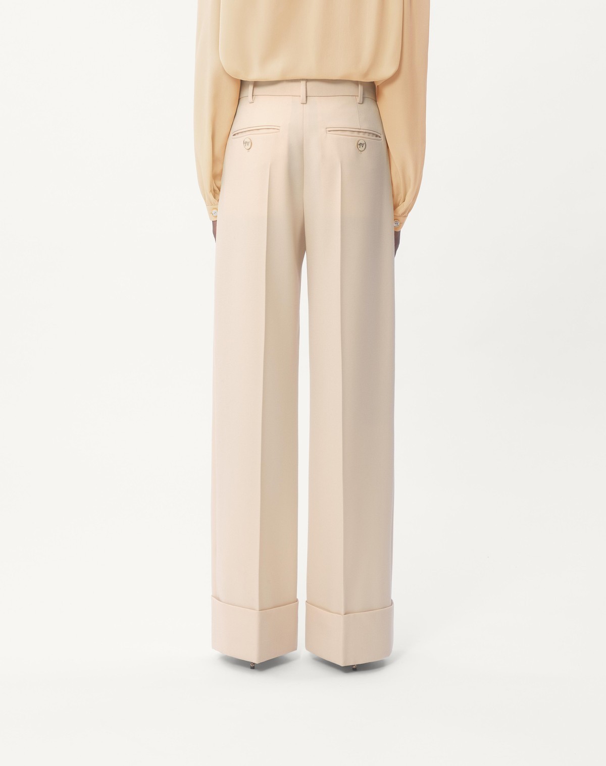 Valentino Hose Aus Diagonal Dry Wool Frau Elfenbein 50 In Nude