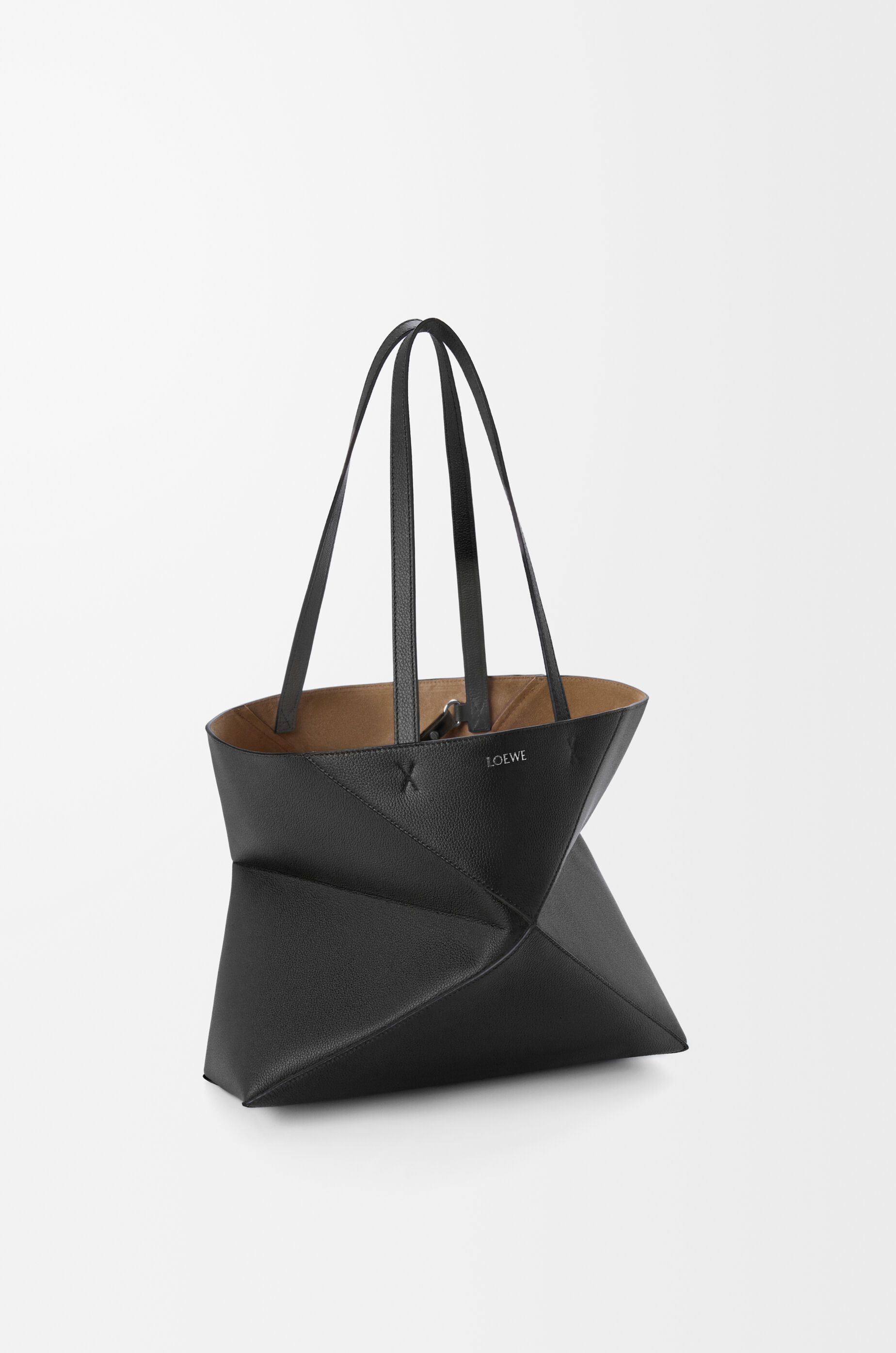 Loewe Medium Puzzle Fold Tote Bag In Black Grenade Leather Women In Black