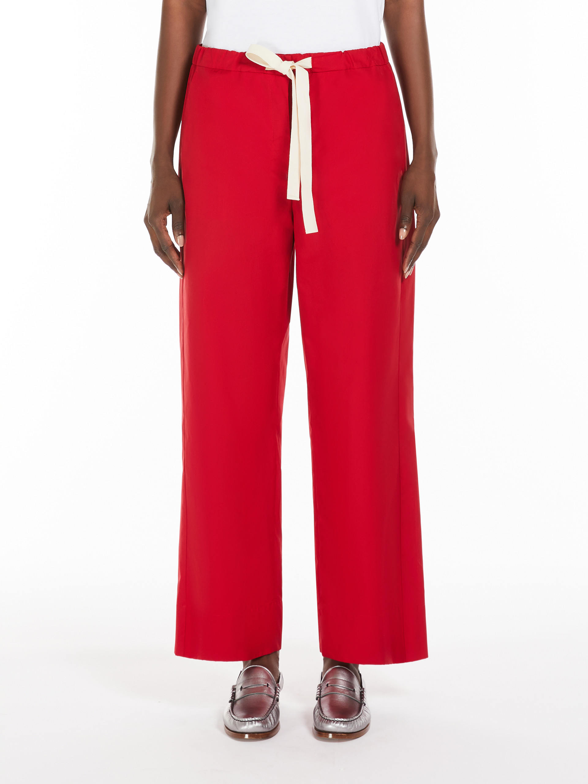 Max Mara Pantalone A Coulisse In Popeline In Red