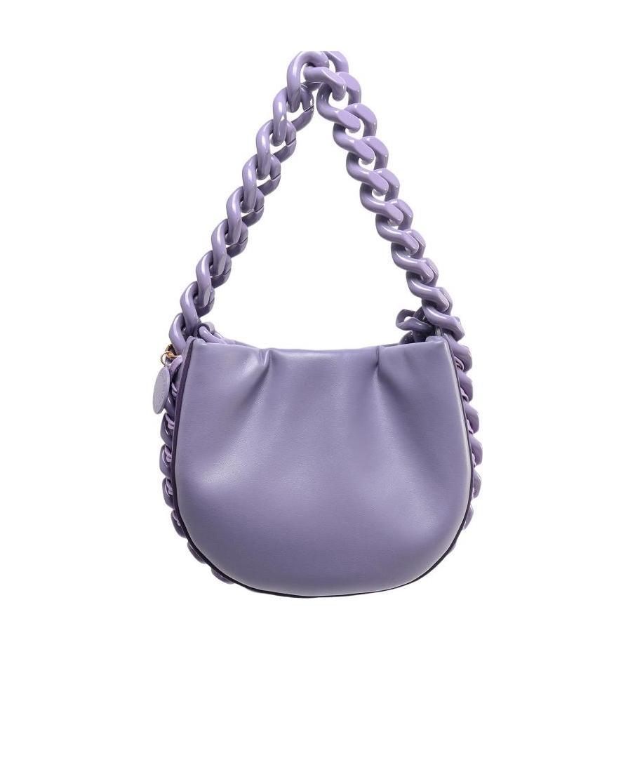 Stella Mccartney Frayme Chain-linked Puffy Shoulder Bag In Purple