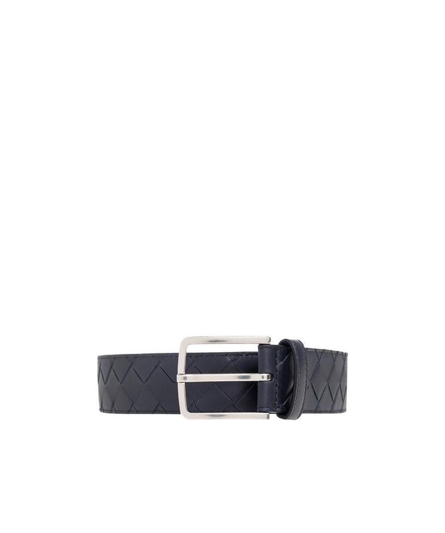 Shop Bottega Veneta Intrecciato Belt In Blue