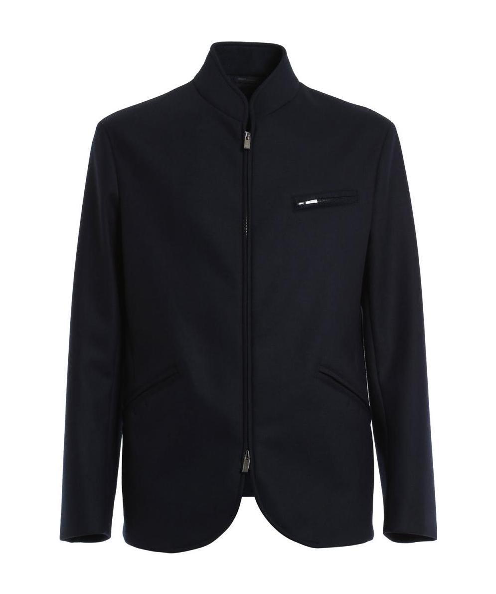 Armani Collezioni Wool Collar Jacket In Black