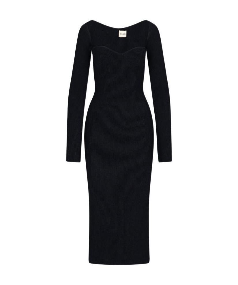 Khaite Beth Ribbed-knit Dress In Black