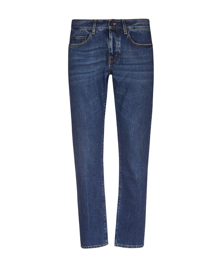 Saint Laurent Cotton Straight Jeans In Blue