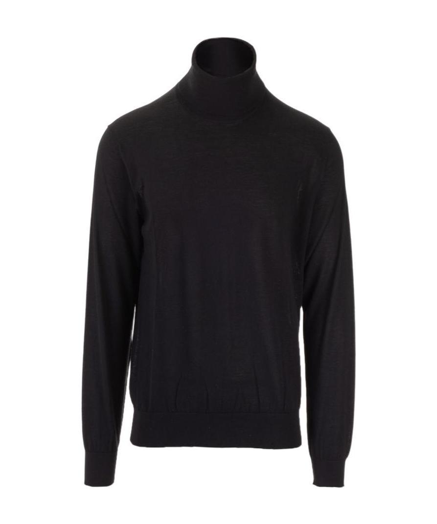 Dolce & Gabbana Blue Long Sleeve Turtleneck Pullover Sweater In Black