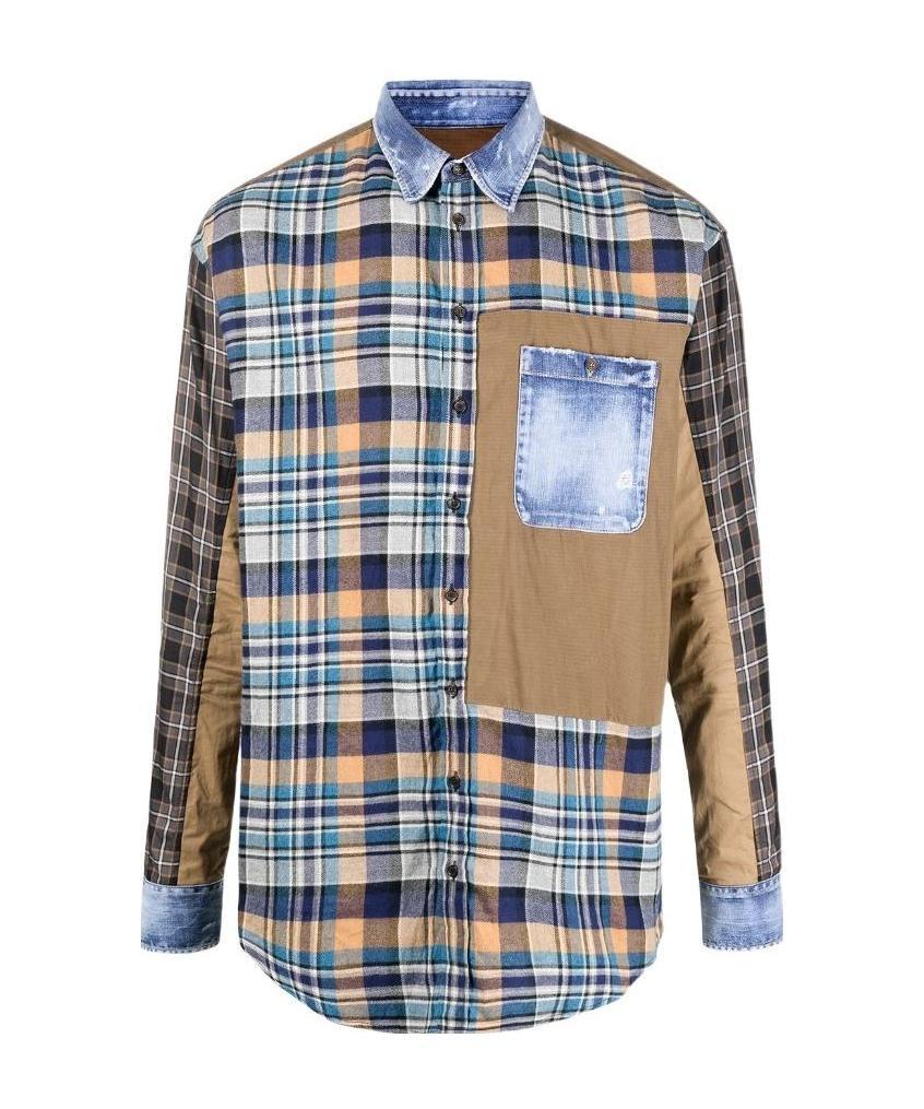 Dsquared2 Panelled Check Shirt In Multicolor