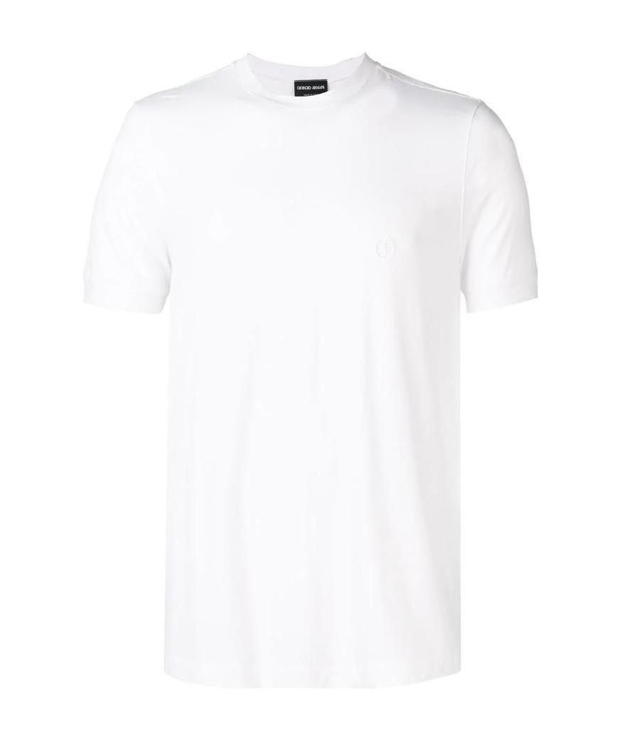 Giorgio Armani Men Stretch Viscose Jersey Crew Neck T-shirt In White