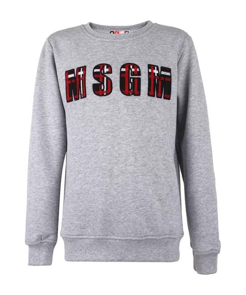 Msgm Logo Sweater In Gray