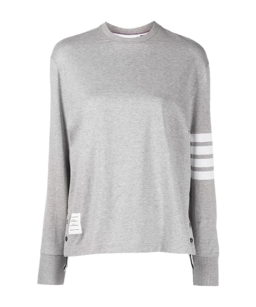 Thom Browne 4-bar Long-sleeve Cotton Jersey Ruby T-shirt In Gray