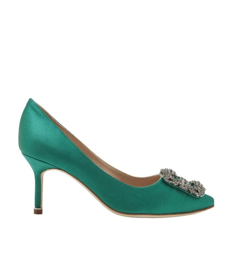 MANOLO BLAHNIK SILK-FACED HIGH HEELS