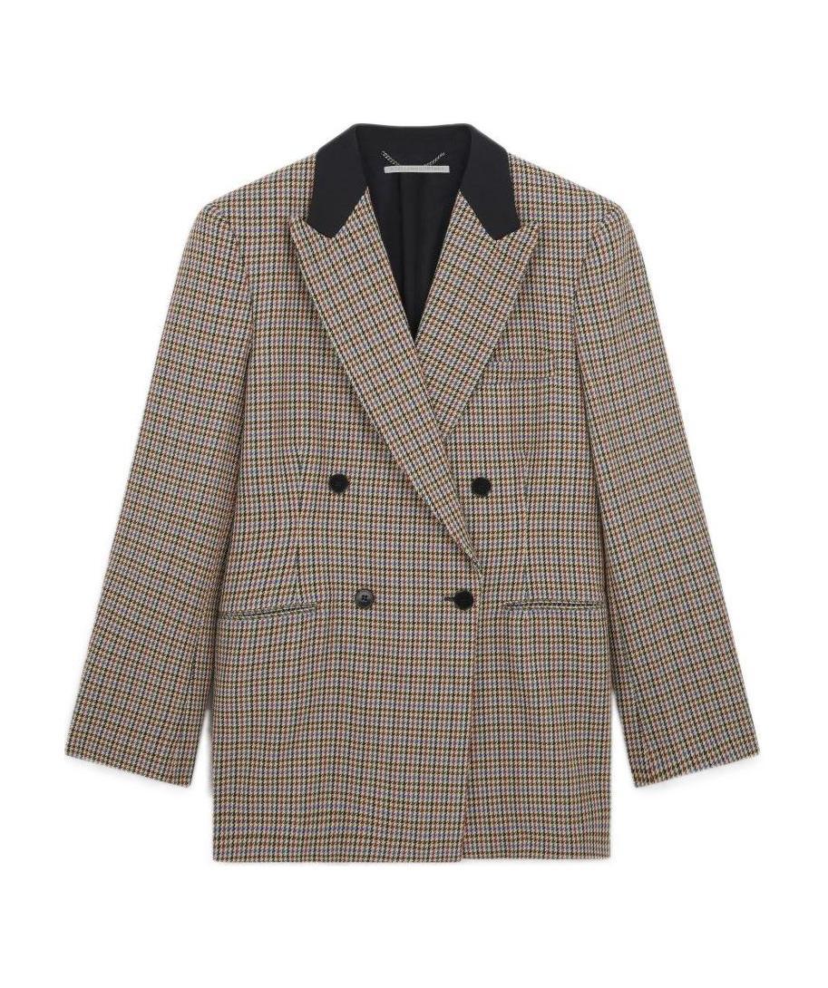 Stella Mccartney Double-breasted Houndstooth Blazer In Multicolor