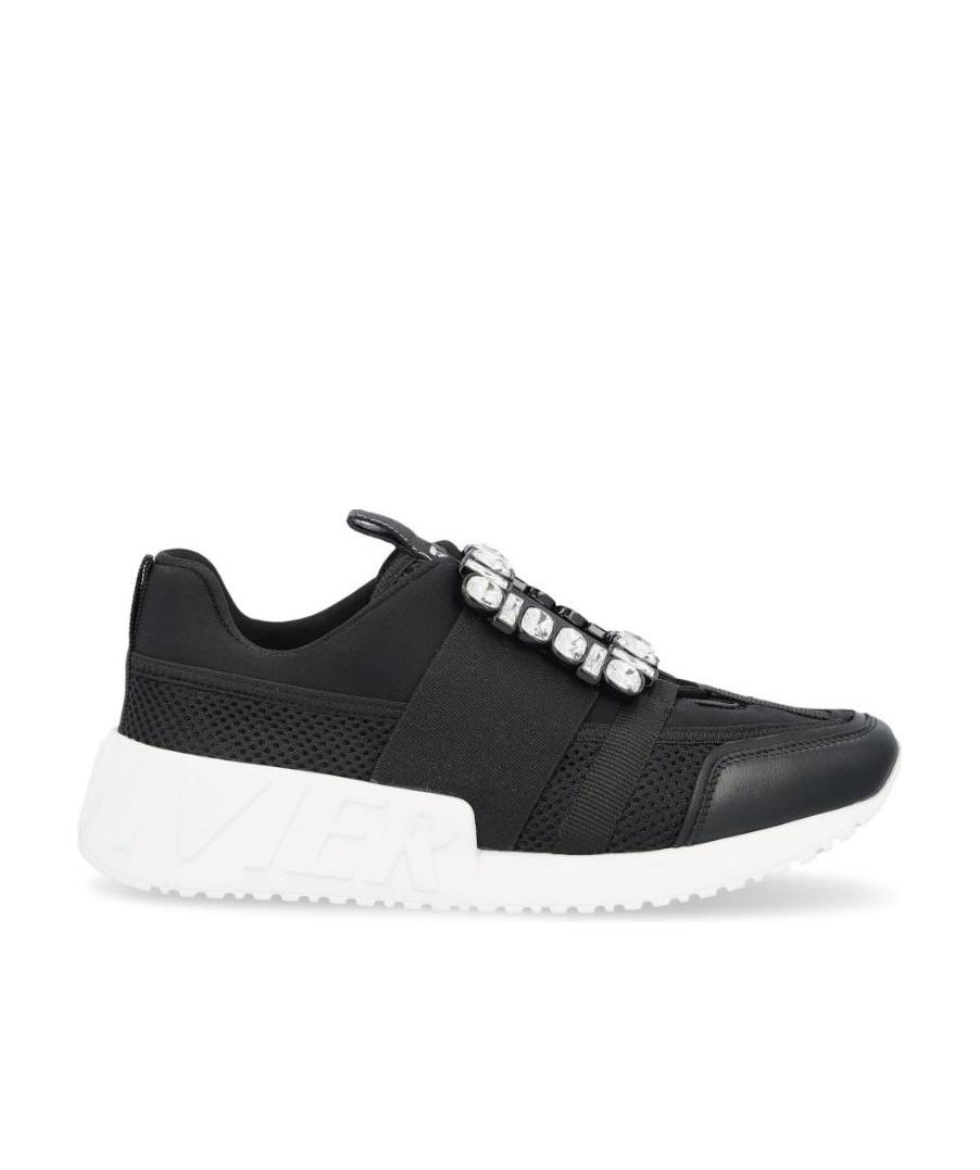 Roger Vivier Viv' Go Rhinestone Buckle Sneakers In Technical Fabrics