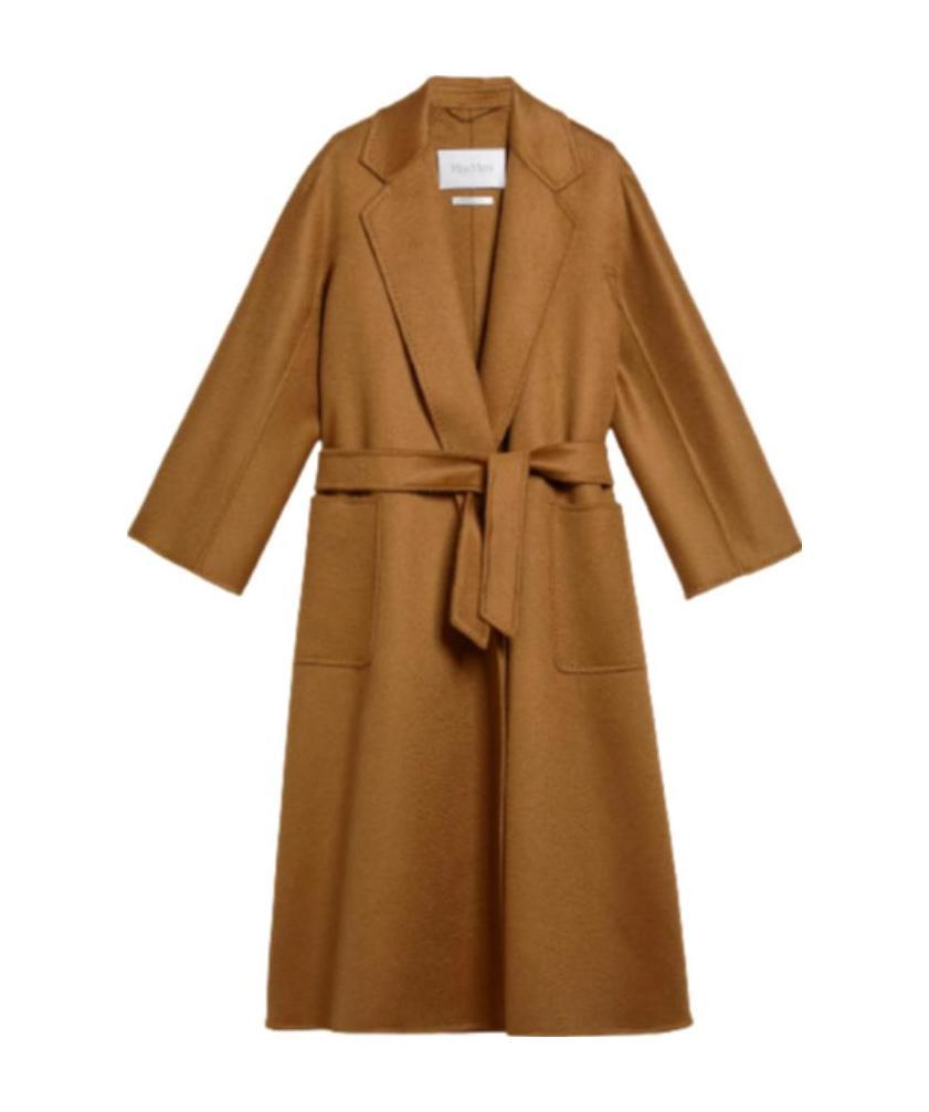 Max Mara Belted Waist Camel Coat With Detachable Belt In Brown
