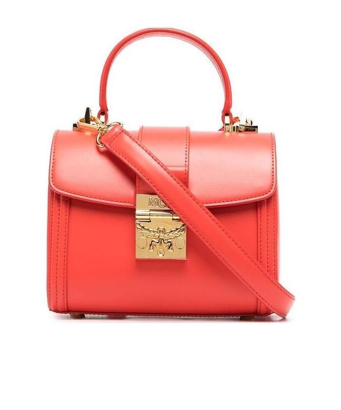 Mcm Tracy Leather Tote Bag In Orange