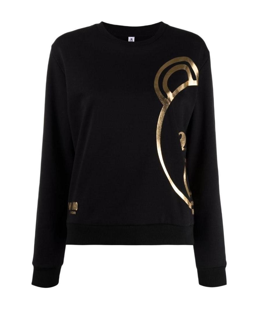 Moschino Half Bear Pattern Sweater In Black