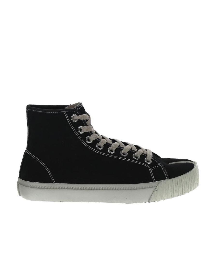 Shop Maison Margiela Tabi Mid-top Sneakers In Black