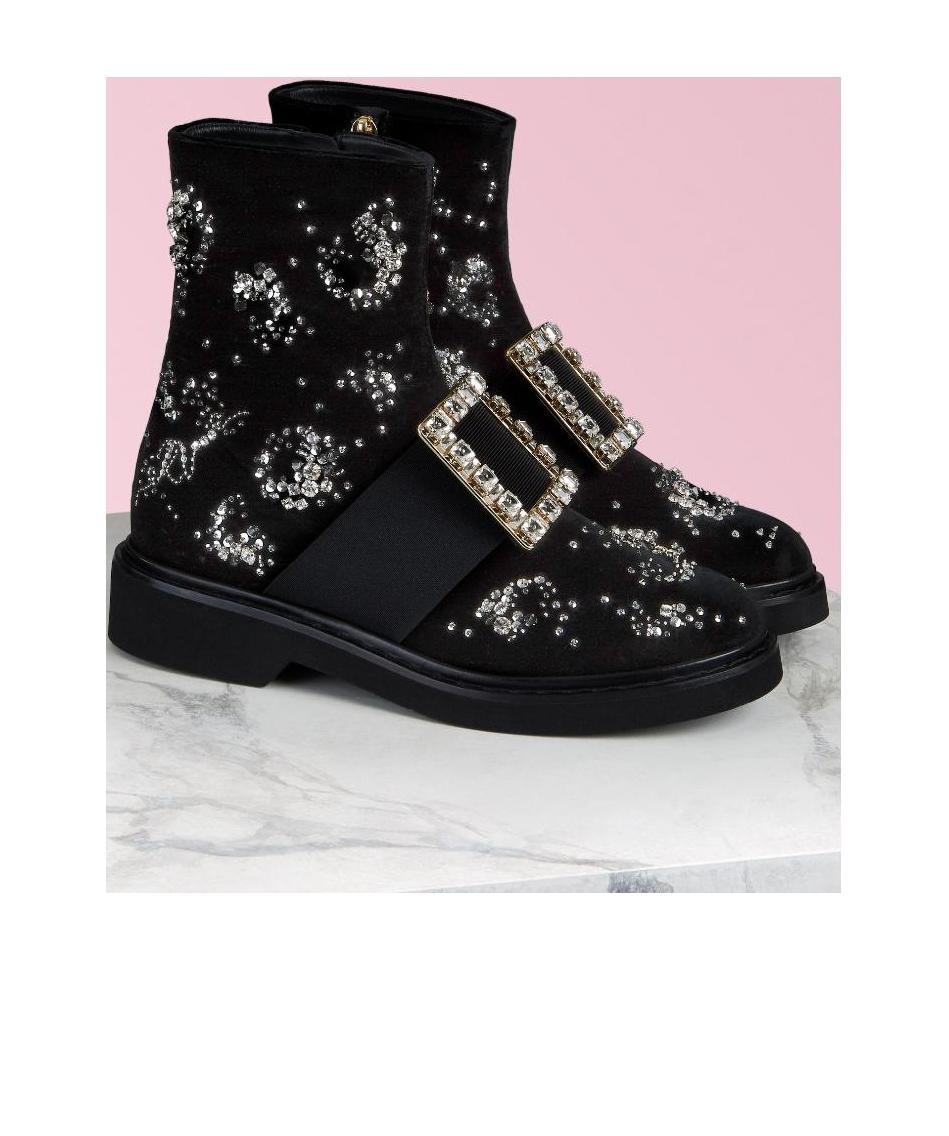 Roger Vivier Woman Ankle Boots Black Size 8 Textile Fibers In Black
