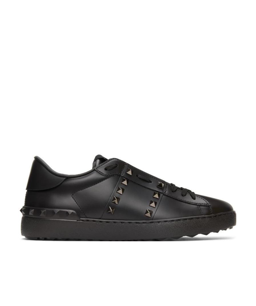 Valentino Rockstud Untitled Studded Leather Sneakers In Black
