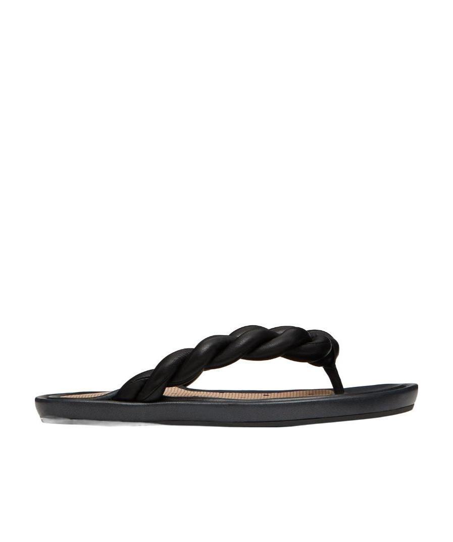 Red Valentino Leather Slide Sandals In Black
