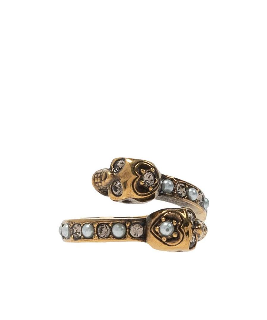 Alexander Mcqueen Wrap-around Skull Ring In Gray