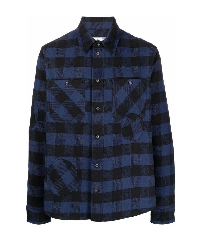 Off-white Patch-embellished Check Shirt In Black