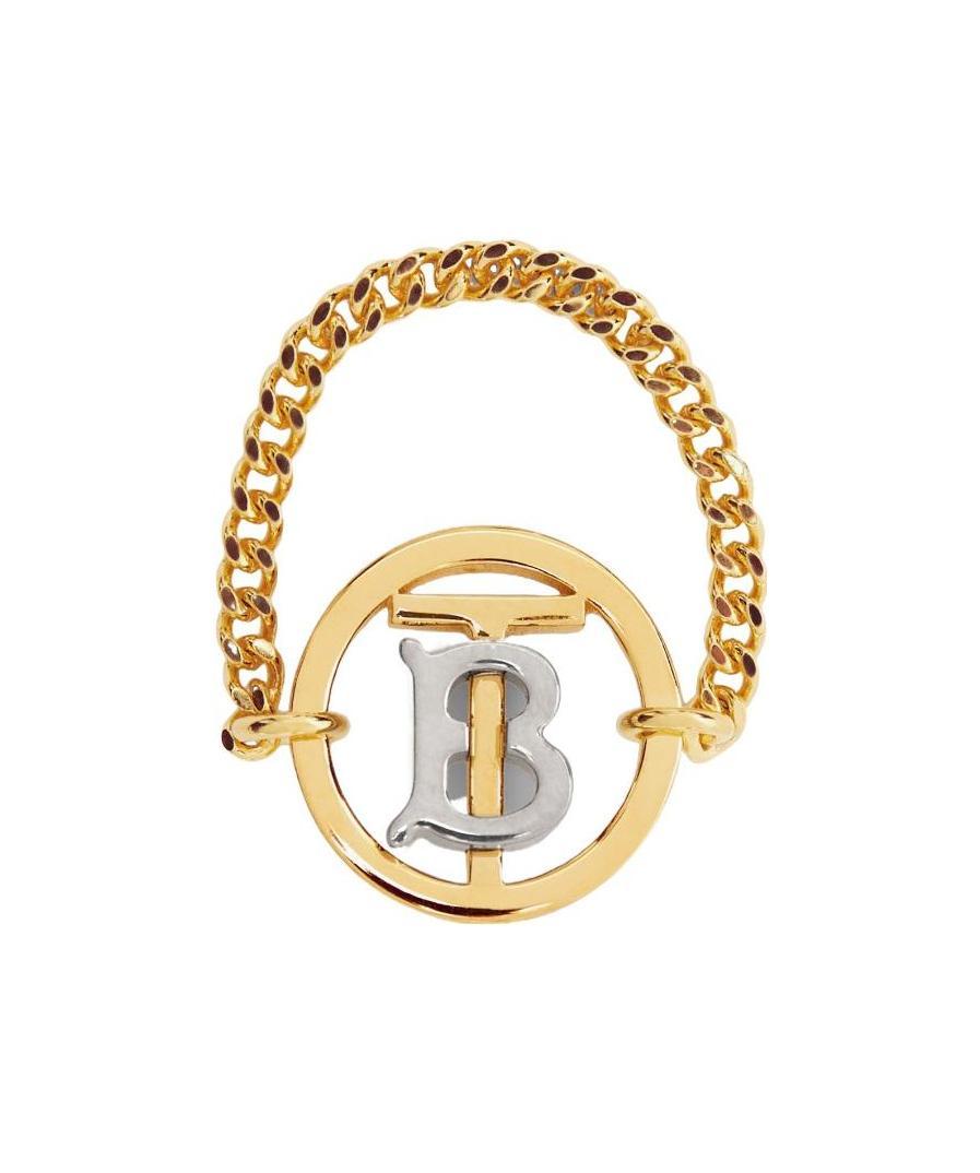 Shop Burberry Gold And Palladium-plated Monogram Motif Ring In Yellow