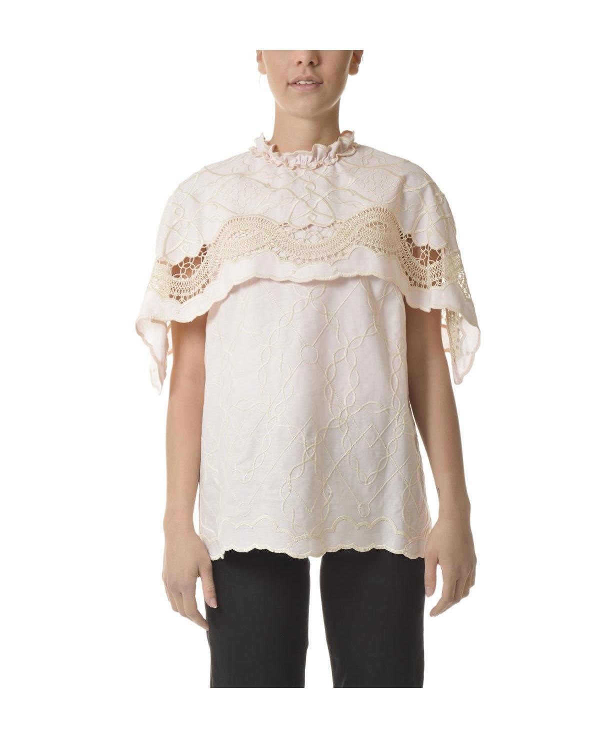 Alberta Ferretti Alberta Ferreti Embroidered Cape Top In Nude