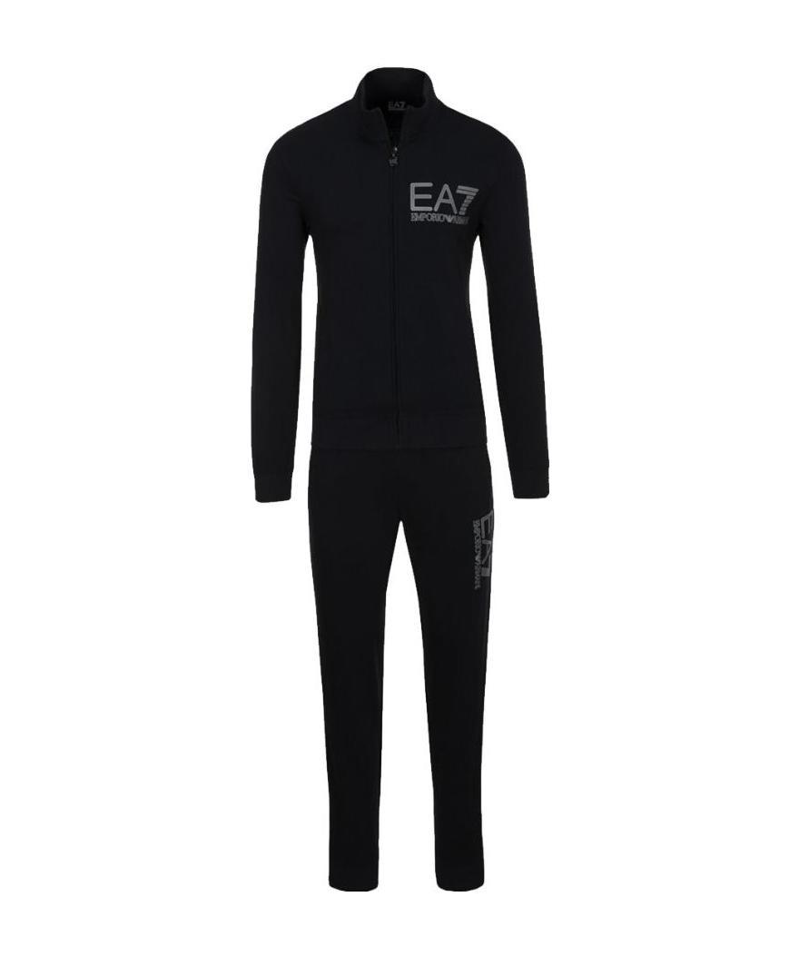 Ea7 Logo Print Sportswear Pants Set In Black