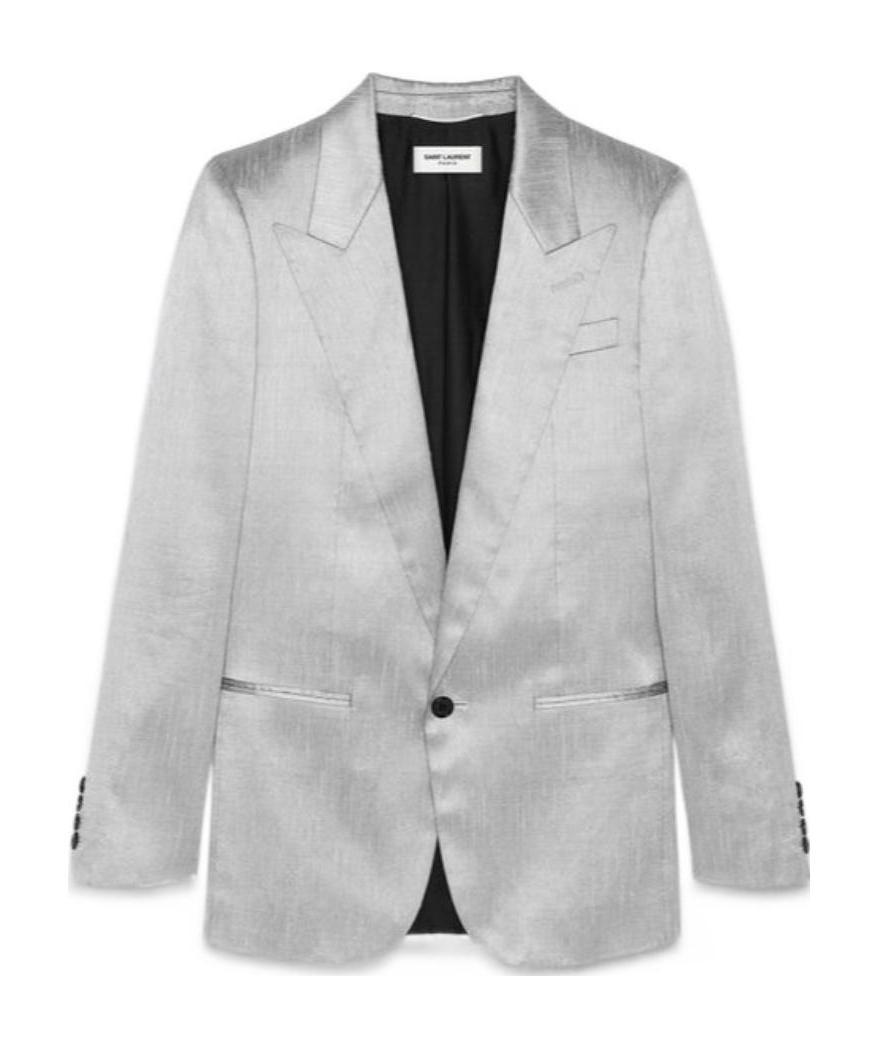 Saint Laurent Single-breasted Suit Blazer In Gray