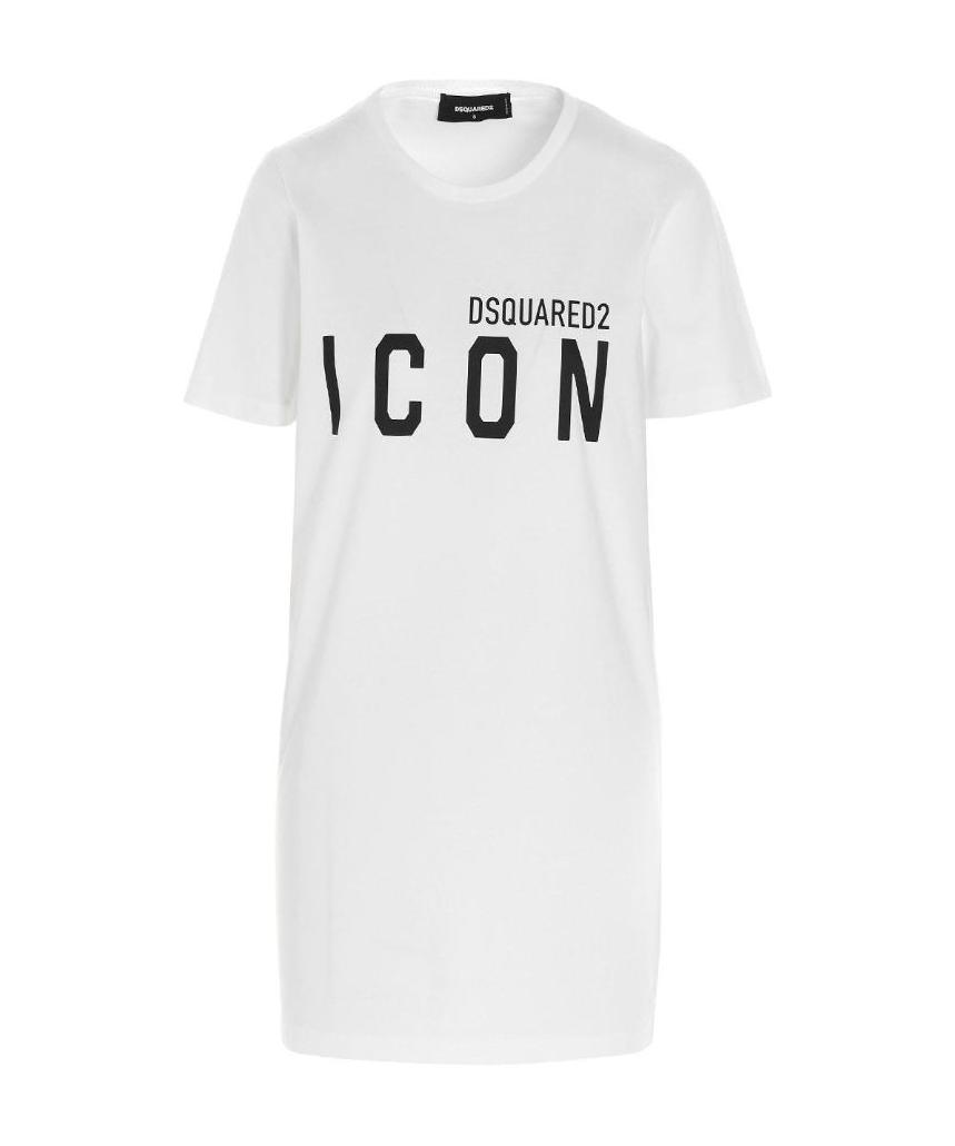 Dsquared2 Icon Renny Cotton Jersey Mini Dress In White