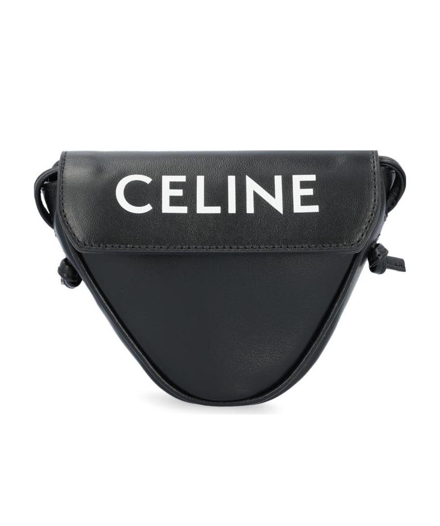 Celine Mini Smooth Cow Leather Triangular Handbag In Black
