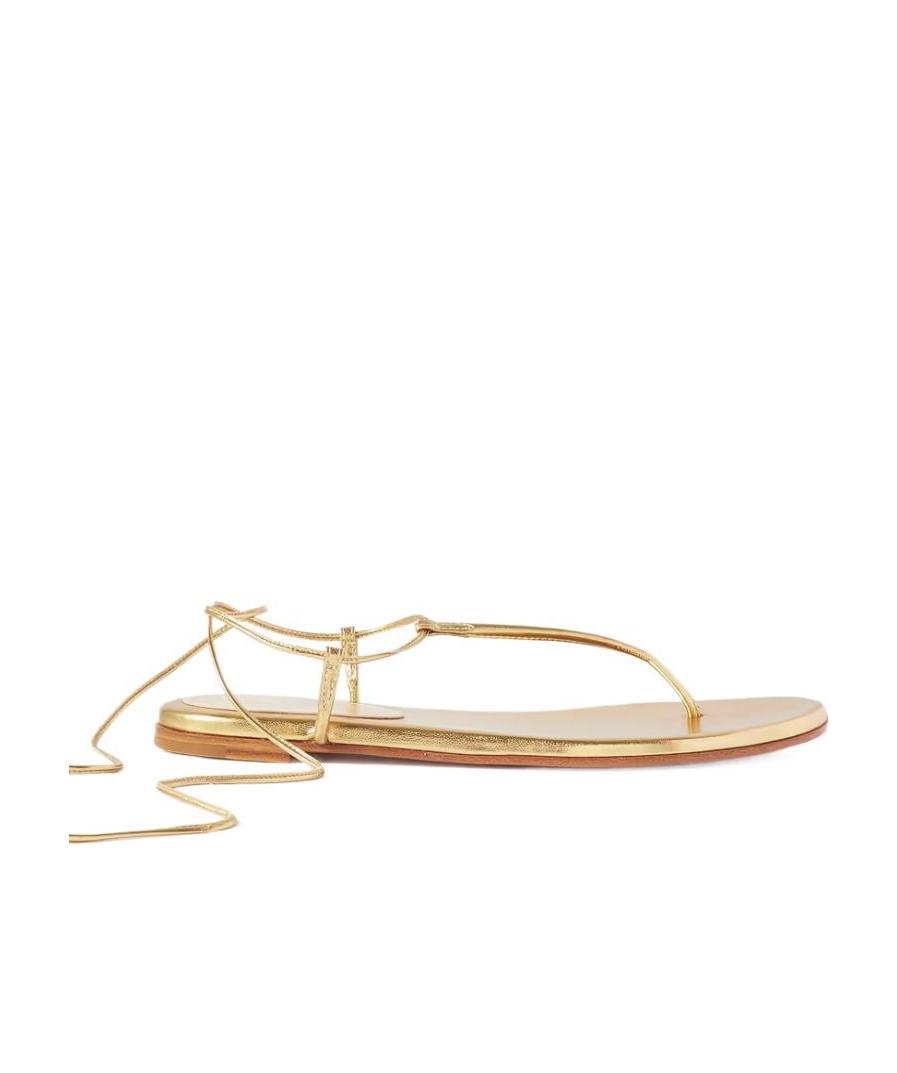 Gianvito Rossi Gwyneth Metallic Flat Sandals In Neutral