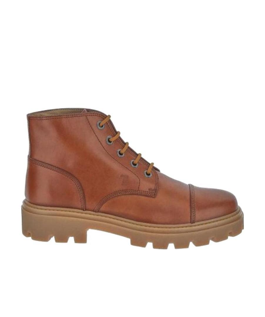Tod's Lace-up Leather Ankle Boots In Brown