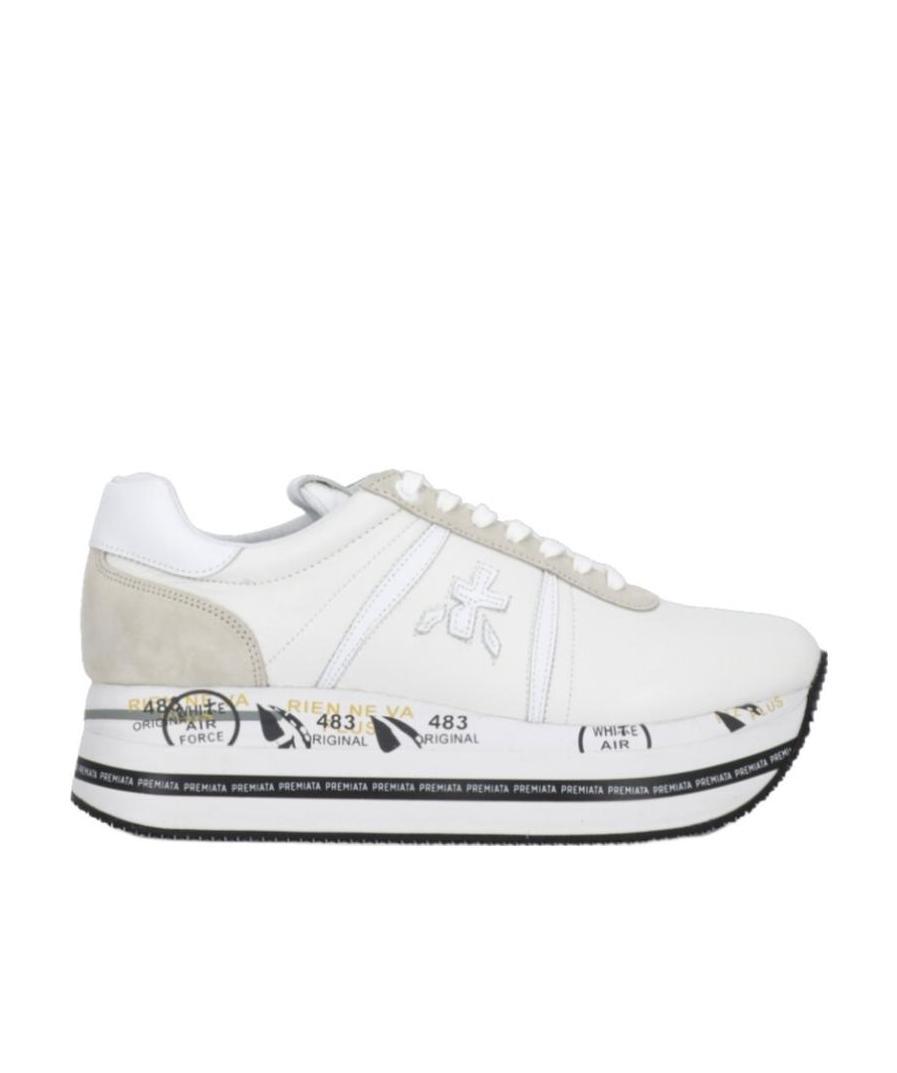 Premiata Conny Sneakers In Perforated White Leather In Transparent