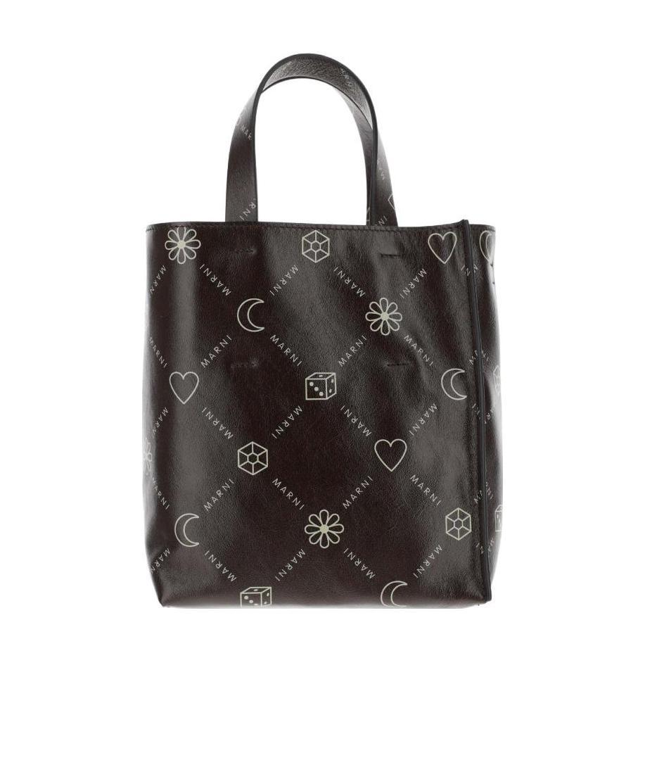 Marni All-over Logo-print Tote Bag In Black
