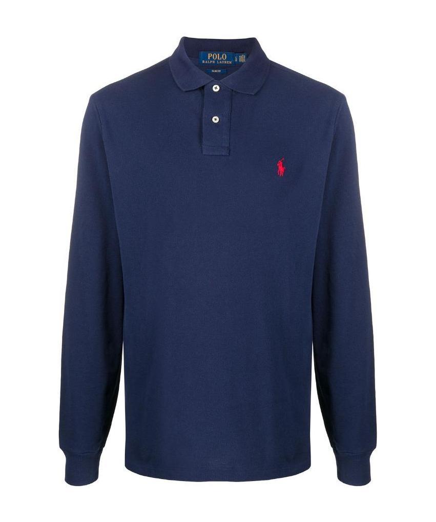 Polo Ralph Lauren Long-sleeved Polo Shirt With Classic Collar In Blue