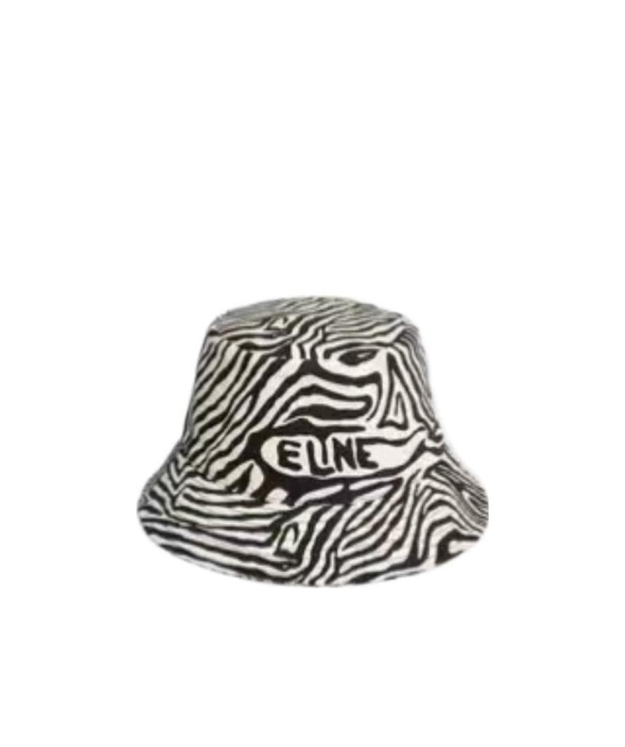 Celine Zebra-print Bucket Hat In Cotton Gabardine In Gray