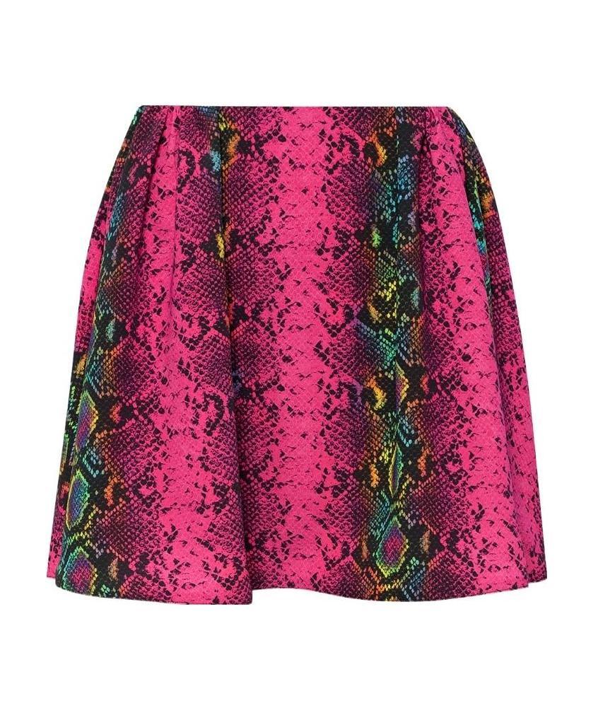 Versace Snakeskin Print Skater Skirt In Pink