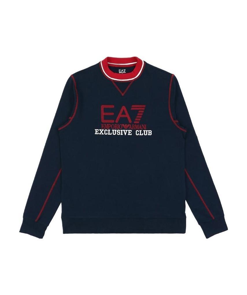 Ea7 Logo Round Neck Sweater In Black