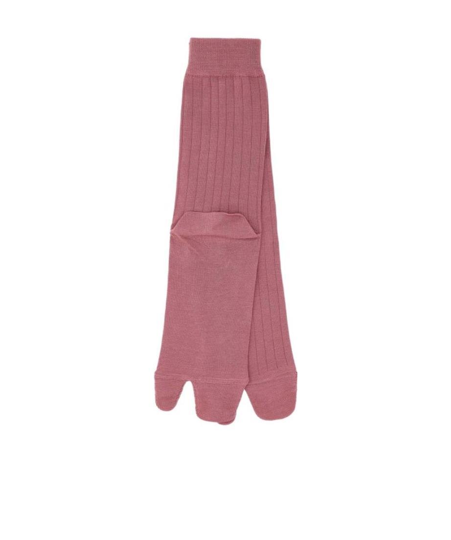 Maison Margiela Tabi-toe Ribbed-knit Socks In Pink