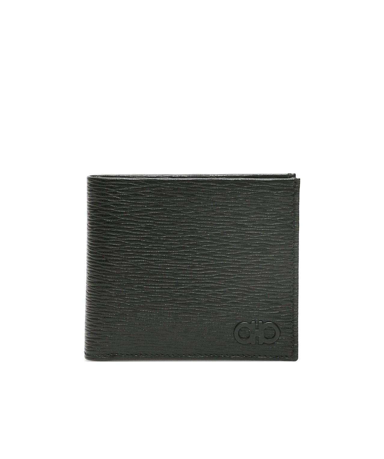 Shop Ferragamo Logo Texture Wallet In Black