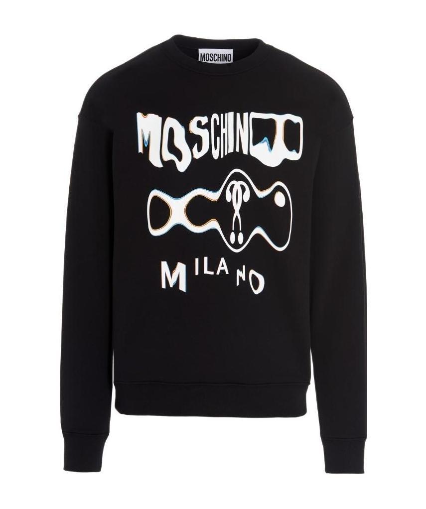 Moschino Glitch-effect Logo Sweatshirt In Black