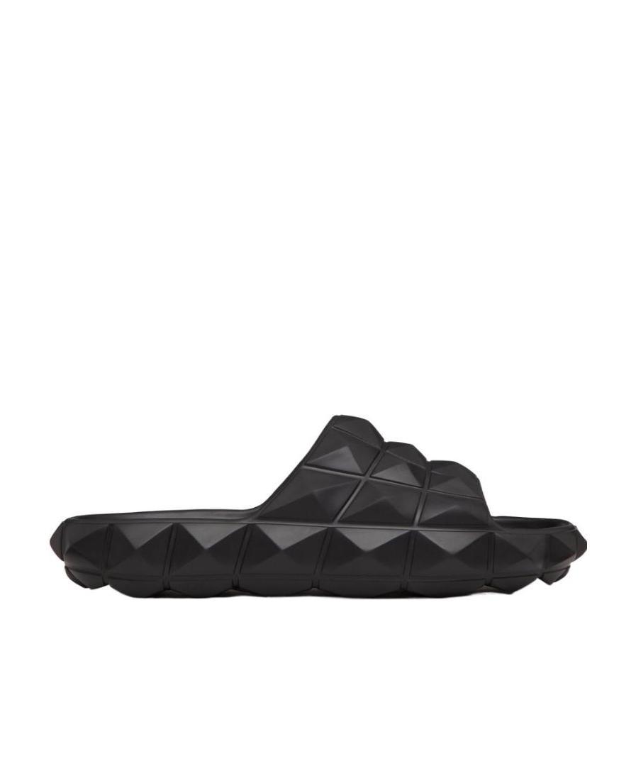 Valentino Roman Stud Turtle Slide Sandal In Black